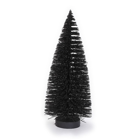2x stuks kerstdorp kerstboompjes zwart 27 cm