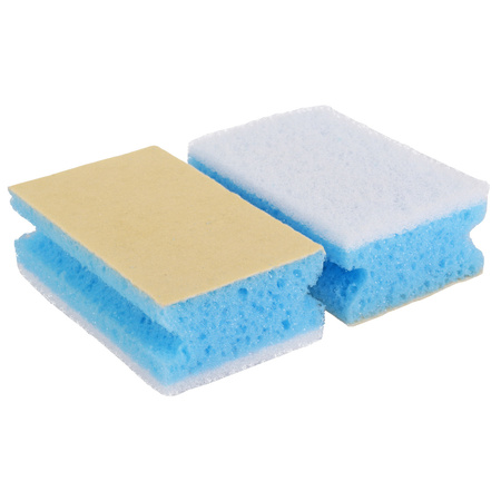 2x stuks grote blauwe sponzen / schoonmaaksponzen voor sanitair 11 cm