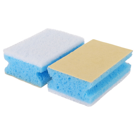 2x stuks grote blauwe sponzen / schoonmaaksponzen voor sanitair 11 cm