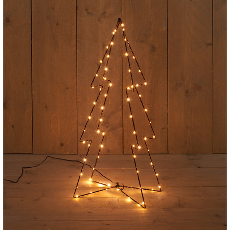 2x stuks kerstverlichting 3D kerstbomen met 60 lampjes 72 cm