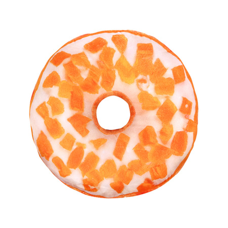 2x stuks wit/oranje glazuur donut sierkussens 40 cm