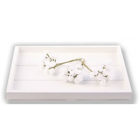 Witte roosjes van satijn 12 cm 24 stuks