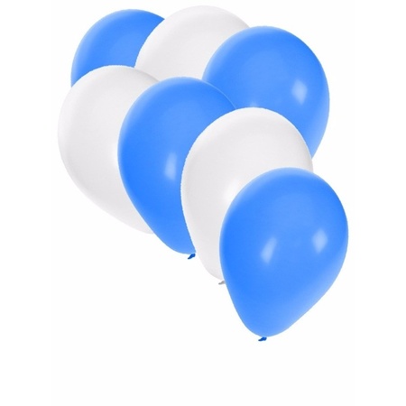 30 stuks witte en blauwe ballonnen