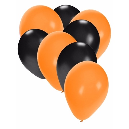 Oranjete en zwarte ballonnen 30 stuks