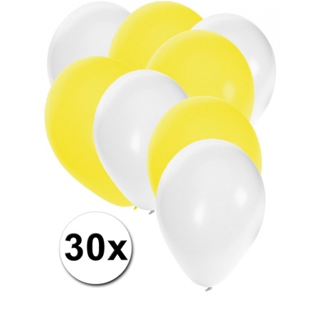 Witte en gele ballonnen 30 stuks