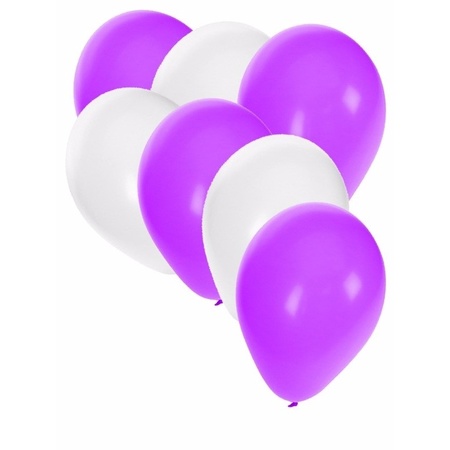 Witte en paarse ballonnen 30 stuks