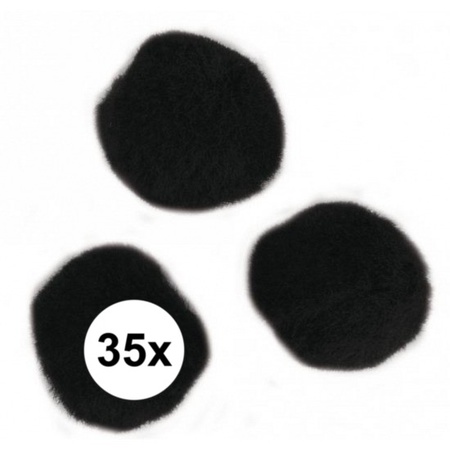 35x Hobby kntselen pompons 25 mm zwart