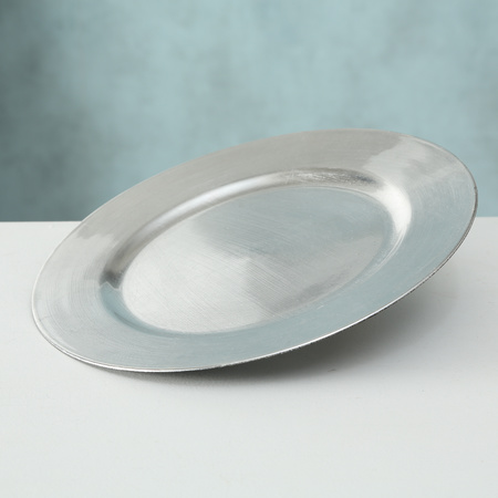3x Ronde zilverkleurige onderzet diner/eettafel borden 33 cm