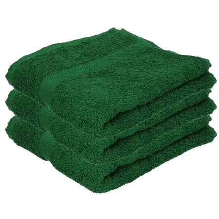 3x Darkgreen towels 50 x 90 cm 550 grams