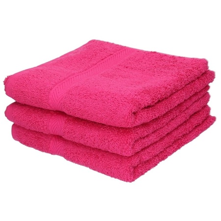 3x Fuchsia pink towels 50 x 90 cm 550 grams