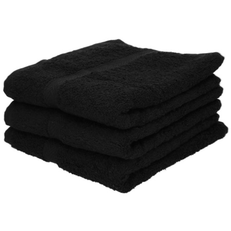3x Badkamer/douche handdoeken zwart 50 x 90 cm