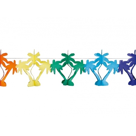 3x stuks gekleurde Hawaii palmbomen thema feestslinger 4 meter
