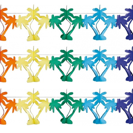 3x stuks gekleurde Hawaii palmbomen thema feestslinger 4 meter