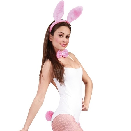 3x stuks sexy roze Playboy playbunny konijntje verkleedsetje voor dames