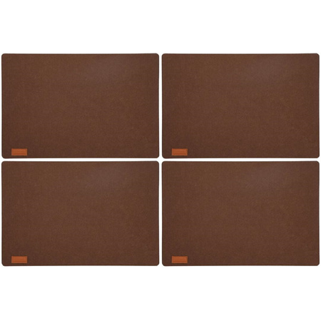 4x stuks rechthoekige placemats met ronde hoeken polyester cappuccino bruin 30 x 45 cm