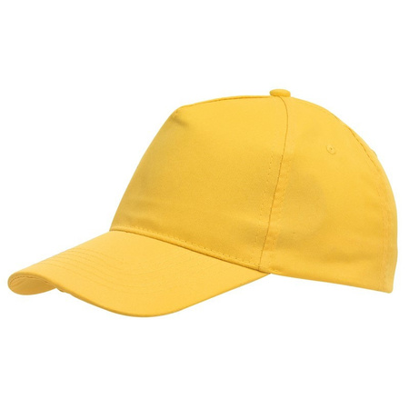 Baseball cap 5-panel geel met klittenbandsluiting voor volwassenen