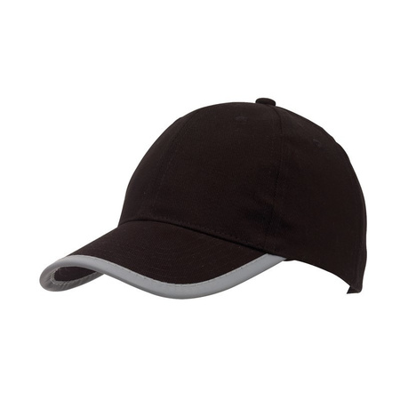 Baseball cap 5-panel zwart met reflecterende rand voor volwassenen