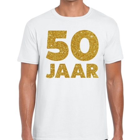 50 Jaar jubileum fun t-shirt wit voor heren