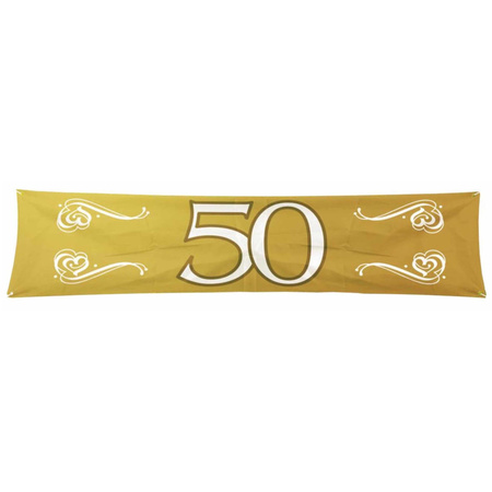 Gouden 50 jaar spandoek 180 x 40 cm