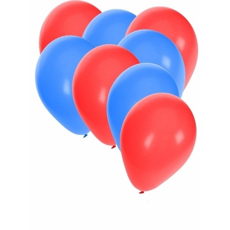 50x rode en blauwe ballonnen