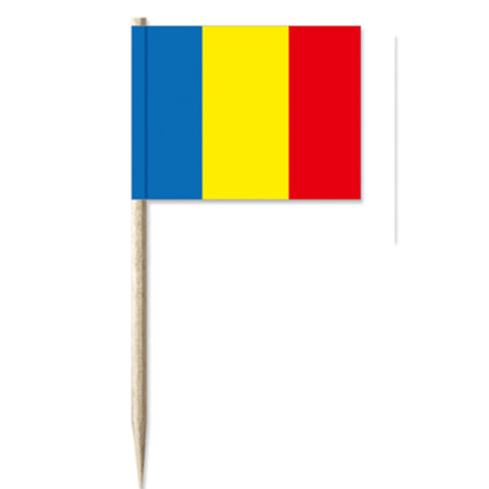 50x Cocktailprikkers Roemeni 8 cm vlaggetje landen decoratie