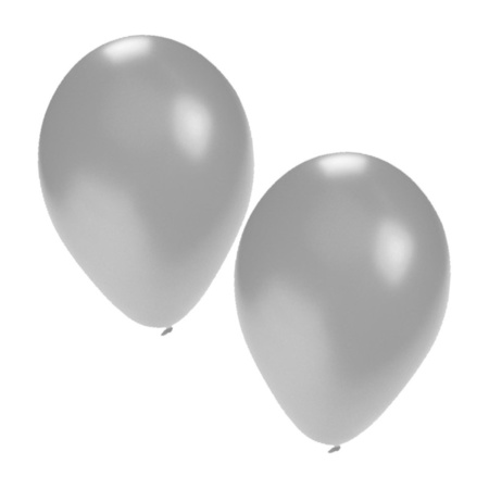 50x stuks zilveren party feest ballonnen