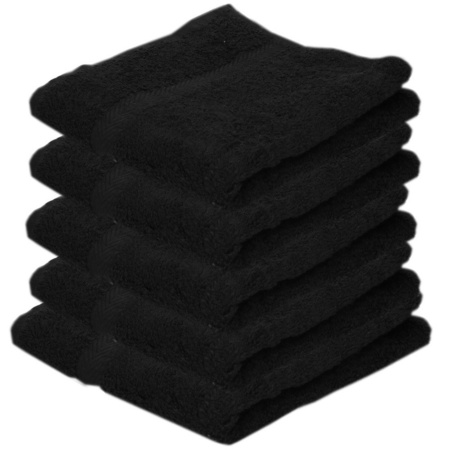 5x Badkamer/douche handdoeken zwart 50 x 90 cm