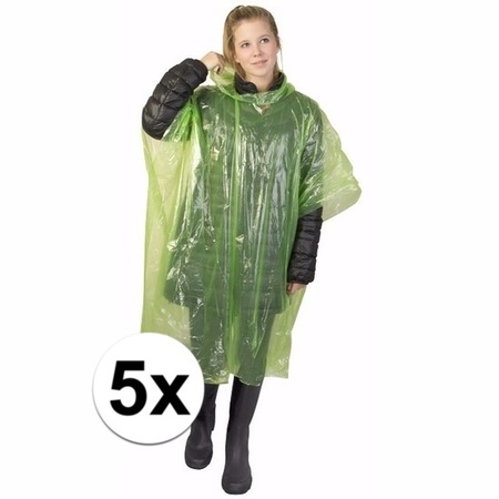 5x green rain poncho