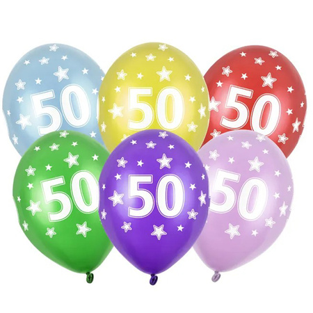 6x stuks 50 jaar verjaardag ballonnen met sterren