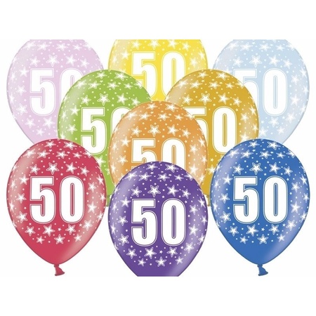 6x stuks 50 jaar verjaardag ballonnen met sterren