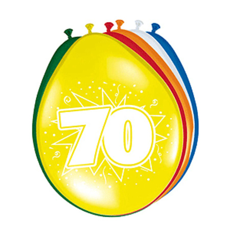 Feest ballonnen met 70 jaar print 16x + sticker