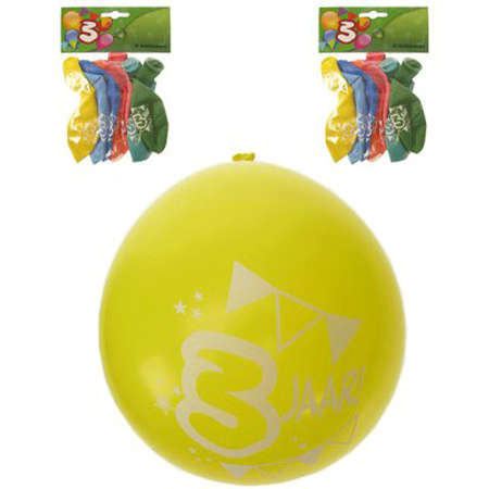 8x stuks feest/verjaardag ballonnen 3 jaar thema