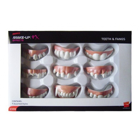 Smiffys Assortiment verkleed tandjes/gebitjes - 9 soorten foptanden