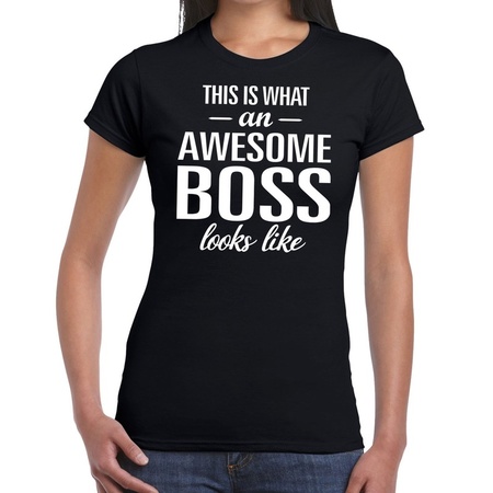 Awesome Boss fun t-shirt zwart voor dames