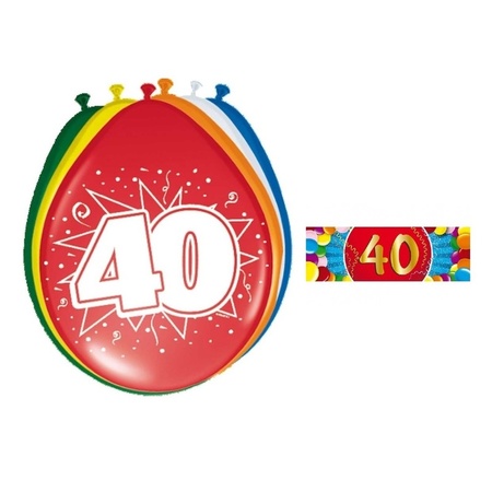 Feest ballonnen met 40 jaar print 16x + sticker