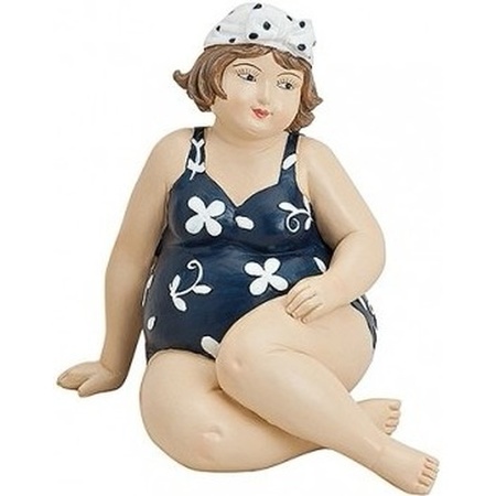 Statue fat lady 12 cm in blue bathing suit