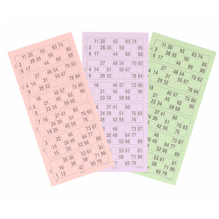100x Bingospel accessoires kaarten/vellen nummers 1-90