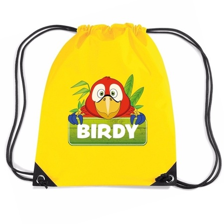 Birdy de Papegaai trekkoord rugzak / gymtas geel voor kinderen