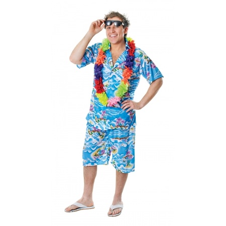 Blauwe Hawaii kleding voor heren