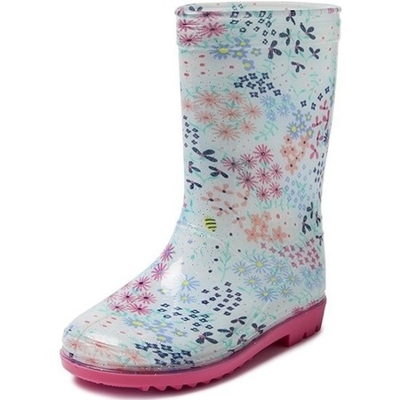 Blue kids rainboots with flowers
