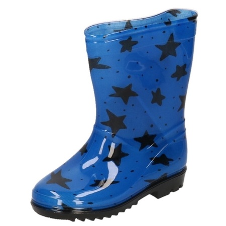 Blauw met zwarte sterretjes kleuter regenlaarzen voor jongens/meisjes/kinderen