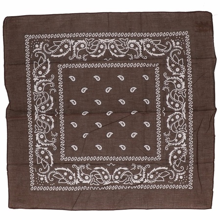 Katoenen zakdoek bruin met paisley print 55 x 55 cm