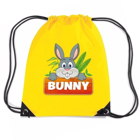 Bunny het konijn trekkoord rugzak / gymtas geel voor kinderen