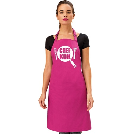 Chef kok apron pink women