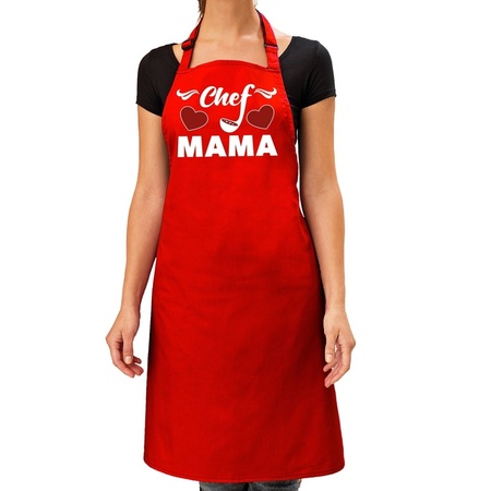 Rood keukenschort Chef Mama voor dames