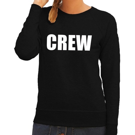 Dames fun text sweater Crew zwart