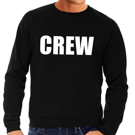Heren fun text sweater Crew zwart