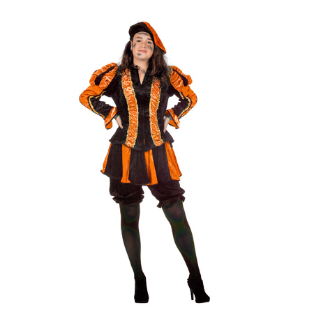 Zwarte Pieten kostuum dames oranje / pietenpak