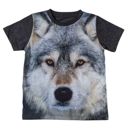 All-over print t-shirt met wolf voor kinderen