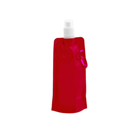 Drinkfles - rood - navulbaar - opvouwbaar met haak - 400 ml - festival/outdoor